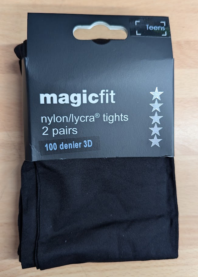 Black Nylon/Lycra tights x 2 pairs (Magicfit)