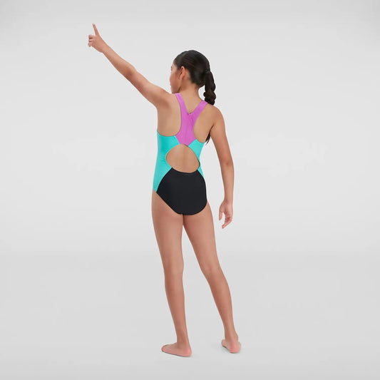 Girls' Colourblock Spiritback Swimsuit