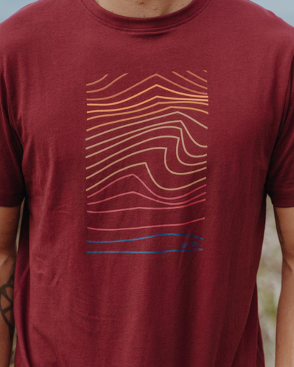 Swell Lines - Mens Short Sleeve T-Shirt - Burgundy