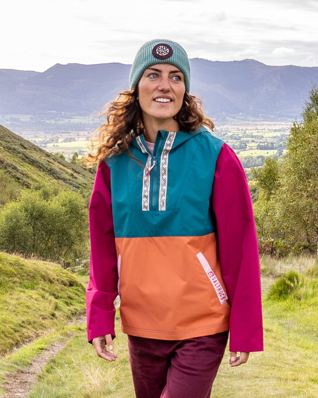 Drea - Womens Water Resistant Colour Block Jacket - Teal