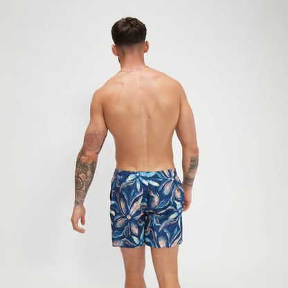Men's Digital Printed Leisure 16" Swim Shorts Blue