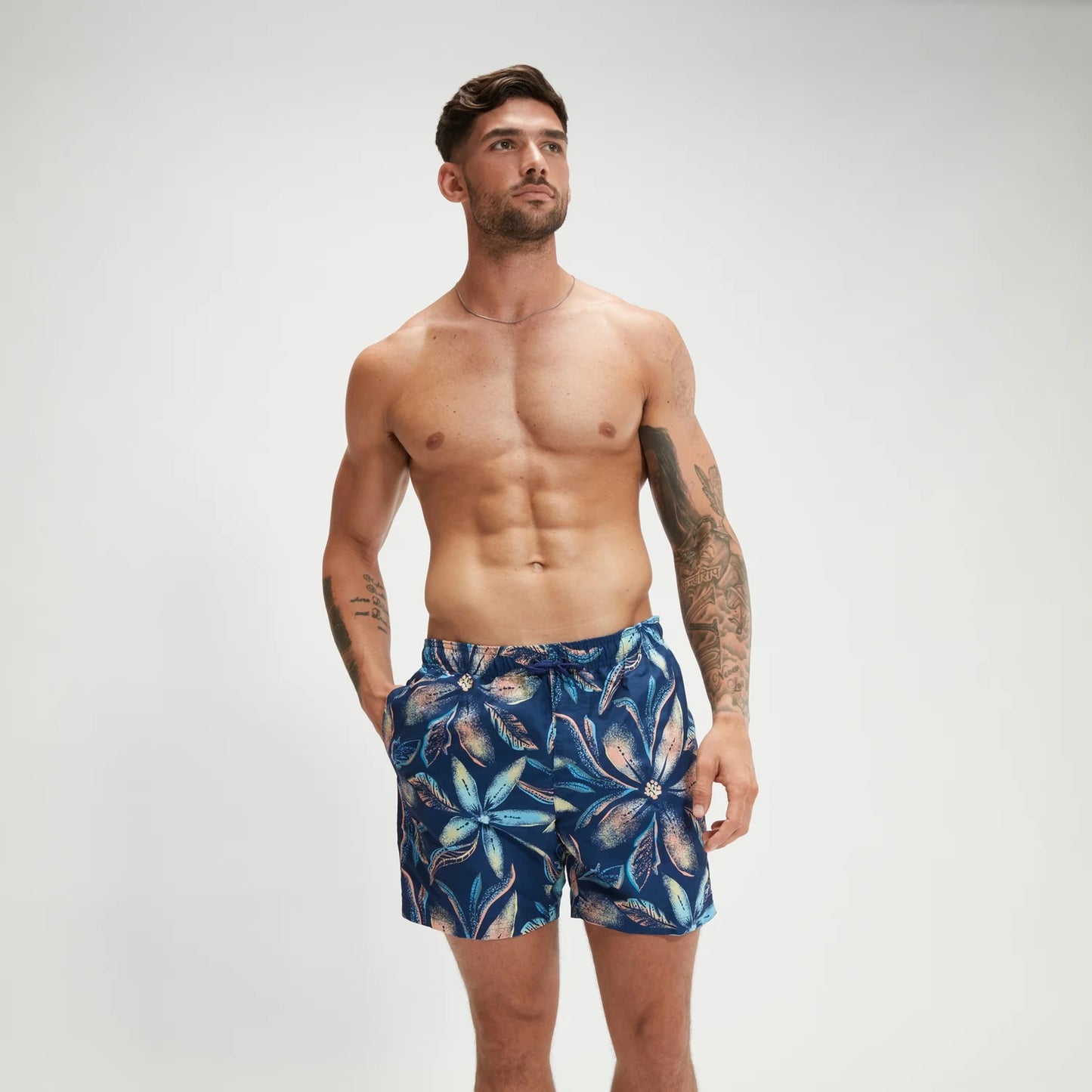 Men's Digital Printed Leisure 16" Swim Shorts Blue
