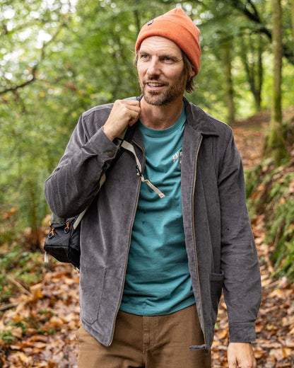 Xander Mens Corduroy Shacket In Dark Grey