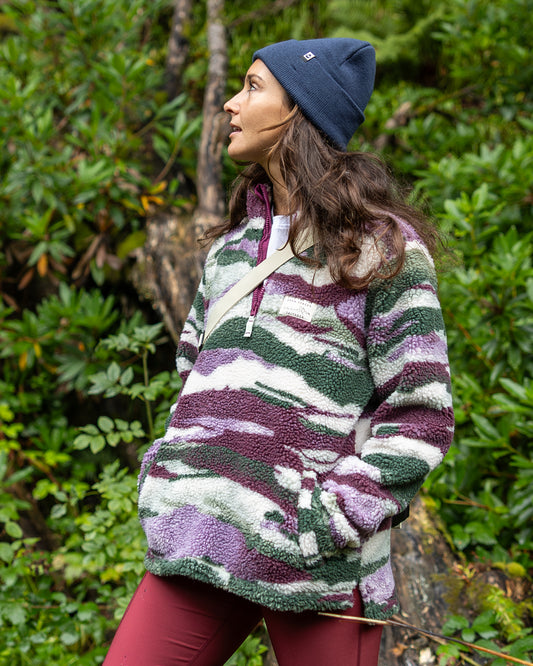 Cloudline Womens 1/4 Neck Fleece in Purple