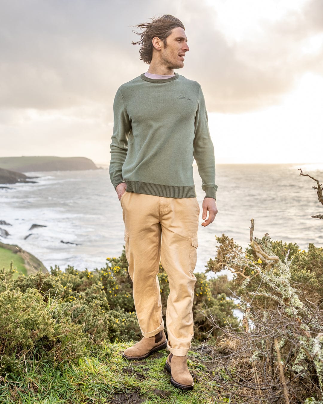 Callum Mens Knitted Jumper in Blue