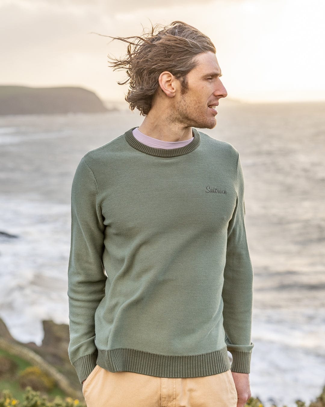 Callum Mens Knitted Jumper in Blue