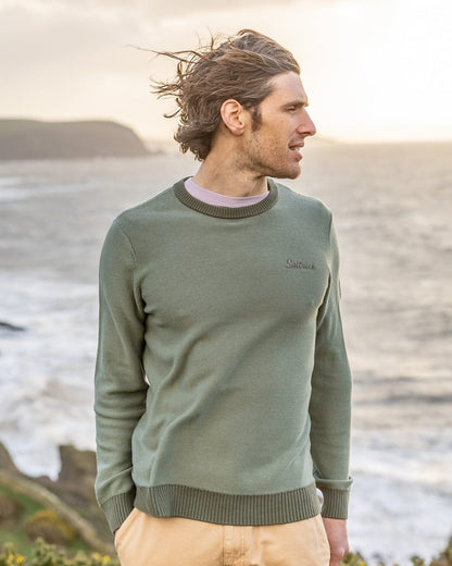 Callum Mens Knitted Jumper in Blue