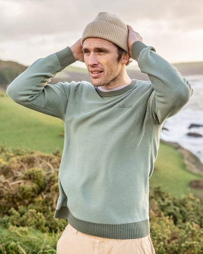 Callum Mens Knitted Jumper in Blue