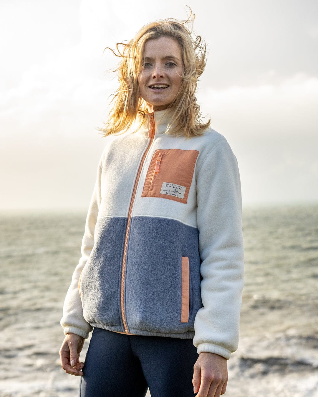 Denya Womens Zip Fleece in Cream