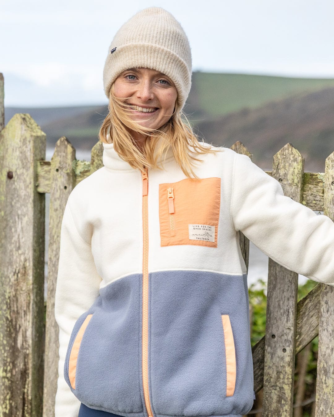 Denya Womens Zip Fleece in Cream