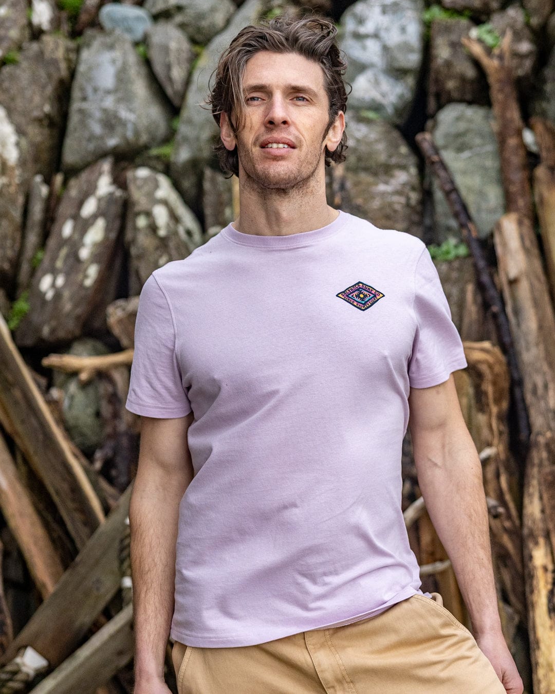 Offshore Mens Short Sleeve T-Shirt in Purple