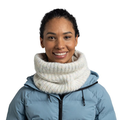 Eyla White - Knitted & Polar Neck Warmer - BUFF