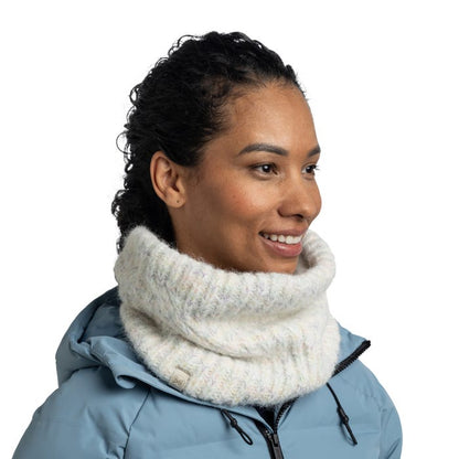 Eyla White - Knitted & Polar Neck Warmer - BUFF