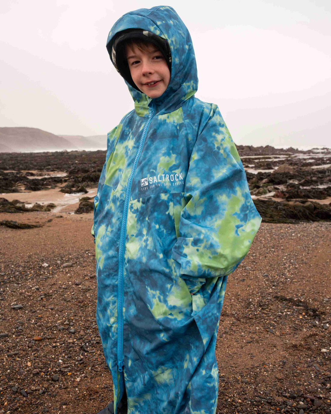 Recycled Kids Changing Robe - Green/Blue - FADER