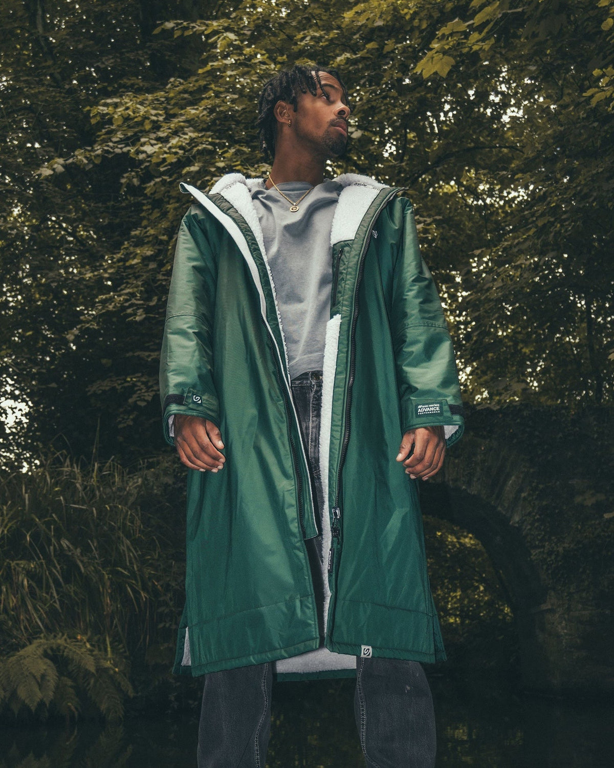dryrobe Advance Long Sleeve - Dark Green/Grey