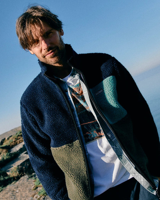 Wye - Mens Borg Zip Fleece - Navy/Blue