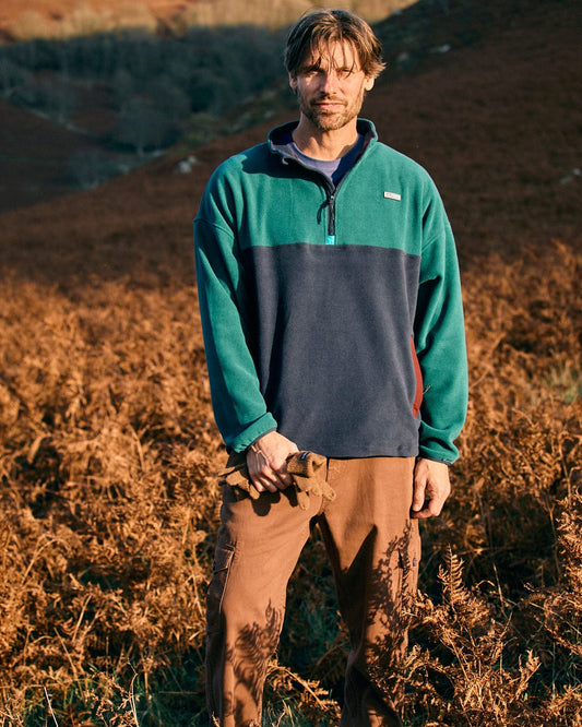 Theo Block - Mens Fleece - 1/4 Neck - Green/Blue