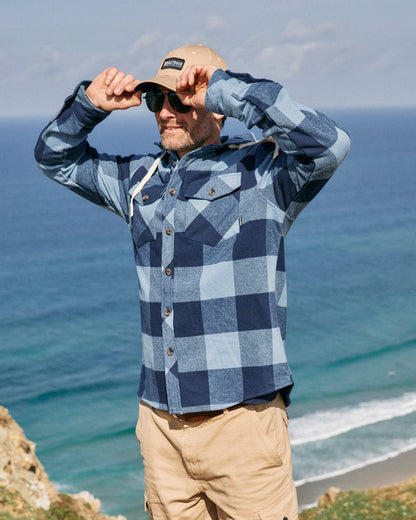 Beale - Mens Hooded Long Sleeve Shirt - Blue