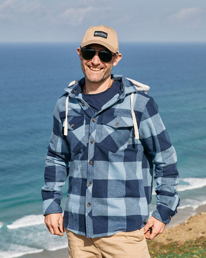 Beale - Mens Hooded Long Sleeve Shirt - Blue