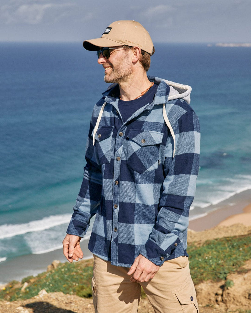 Beale - Mens Hooded Long Sleeve Shirt - Blue