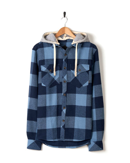 Beale - Mens Hooded Long Sleeve Shirt - Blue