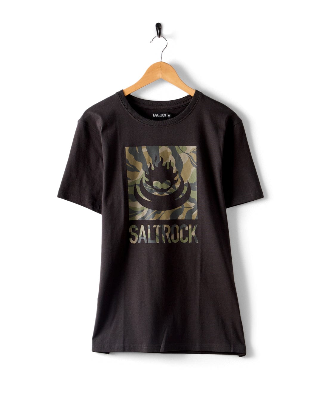 Camo Leaf Flame -Mens Short Sleeve T-Shirt - Dk Grey