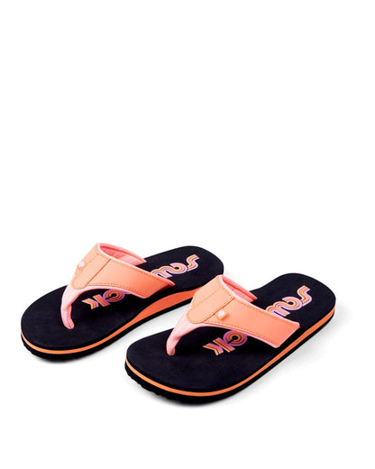 Cora Retro - Womens Flip Flips - Black/Peach