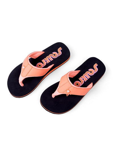 Cora Retro - Womens Flip Flips - Black/Peach