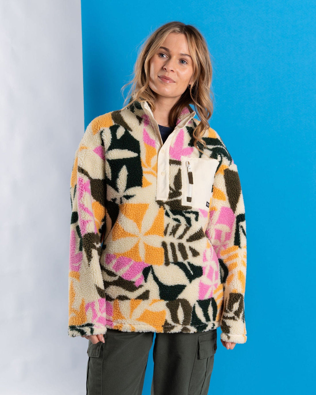 Lizi - Womens Borg 1/4 Neck Recycled Fleece - Cream
