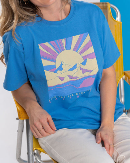 Open Spaces - Womens Oversized Short Sleeve T-Shirt - Blue