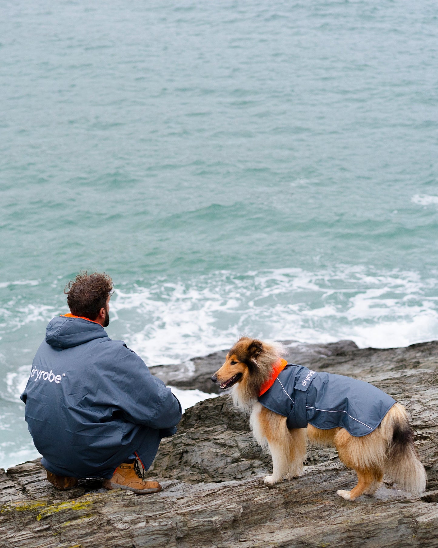 Dryrobe Dark Grey Orange Dog Coat