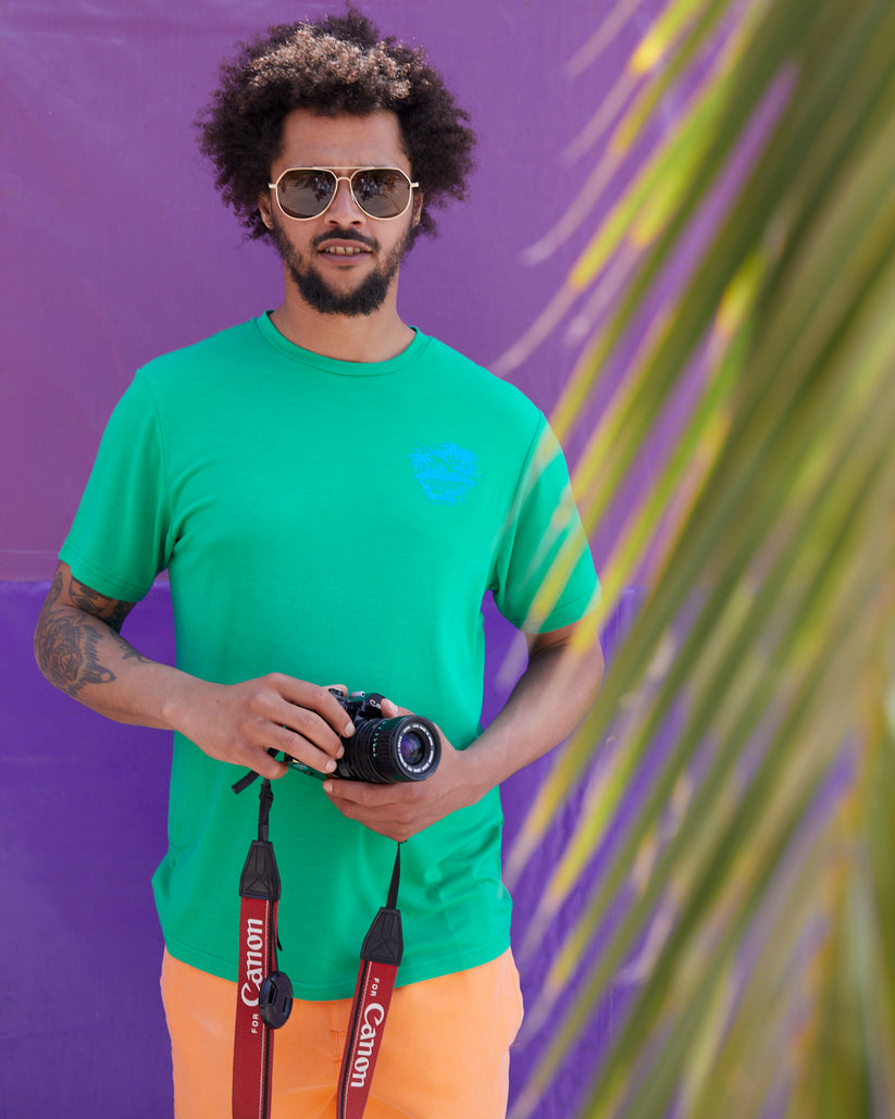 Geo Palms Solid Tee - Green
