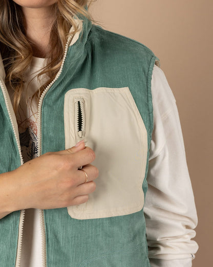 Myka -Womens Reversible Gilet - Blue/Cream