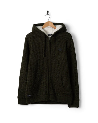 Markus - Mens Borg Lined Knitted Zip Hoodie - Green