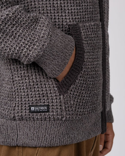 Markus Panel Mens Borg Lined Hoodie in Dark Grey