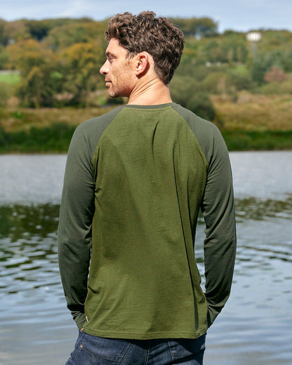 Home Run Raglan - Mens Long Sleeve T-Shirt - Green