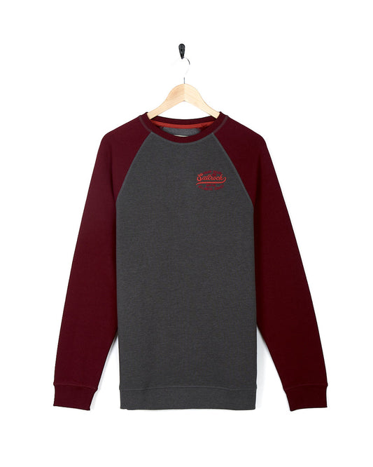 Home Run - Mens Long Sleeve Sweat - Grey/Red