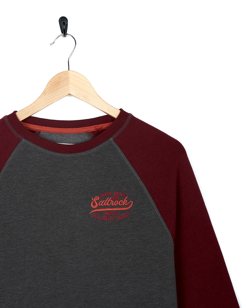Home Run - Mens Long Sleeve Sweat - Grey/Red
