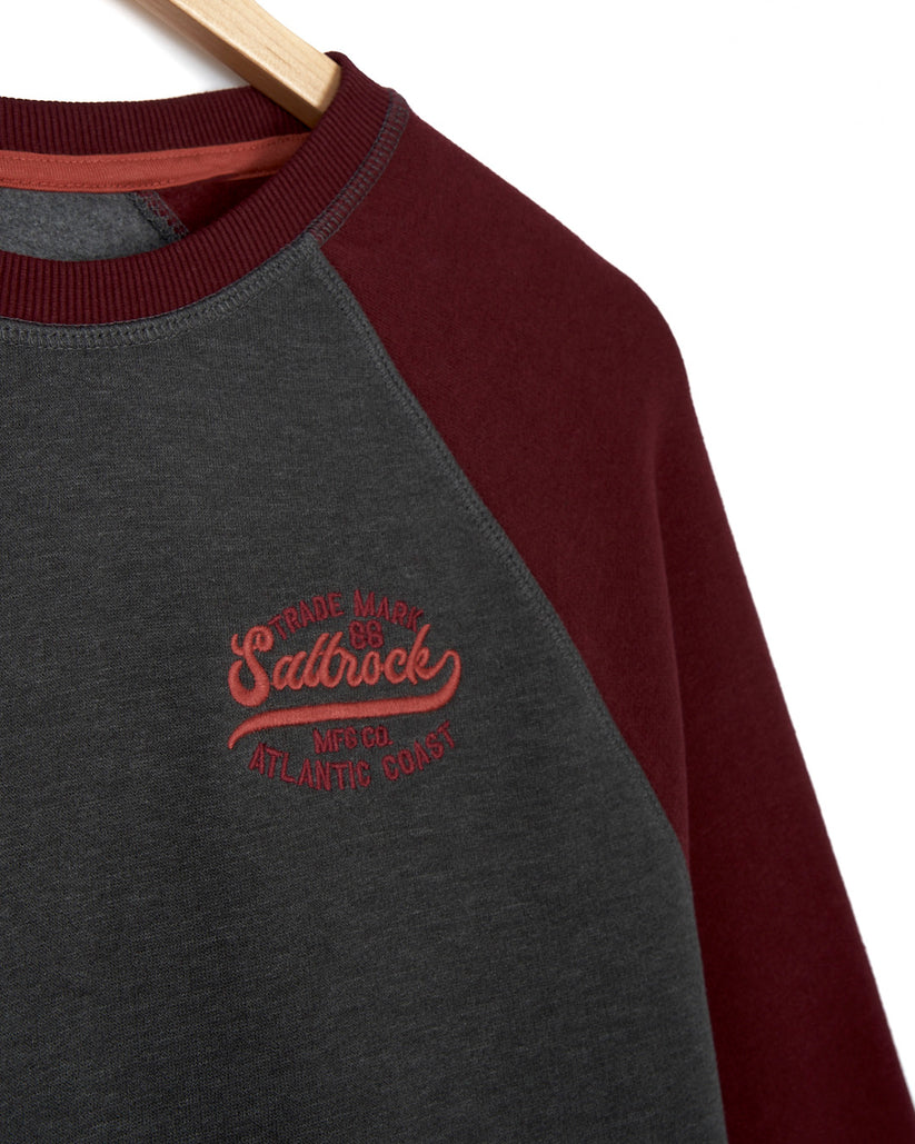 Home Run - Mens Long Sleeve Sweat - Grey/Red