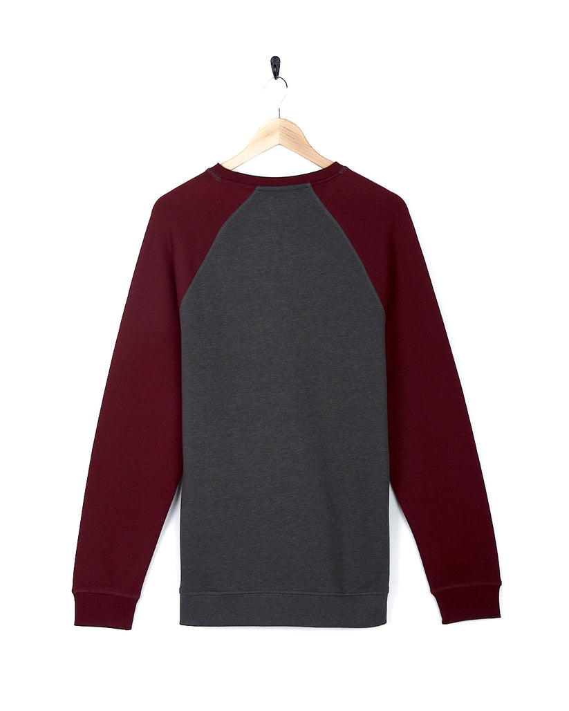 Home Run - Mens Long Sleeve Sweat - Grey/Red