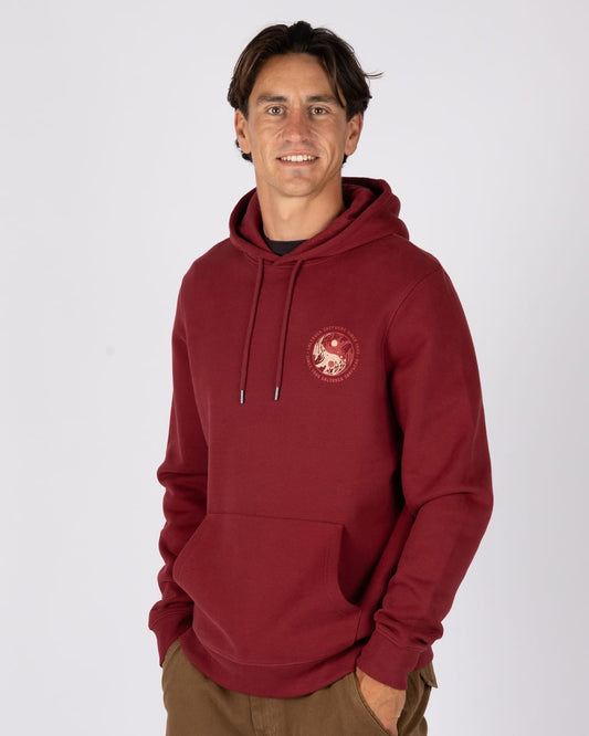 Yin Yang Wave Mens Pop Hoodie in Red