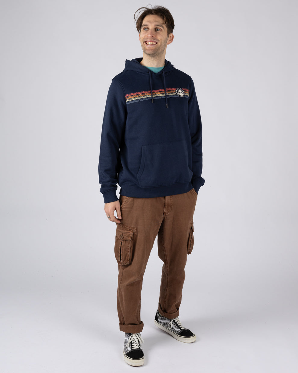 Tribal Stripe Mens Pop Hoodie in Blue