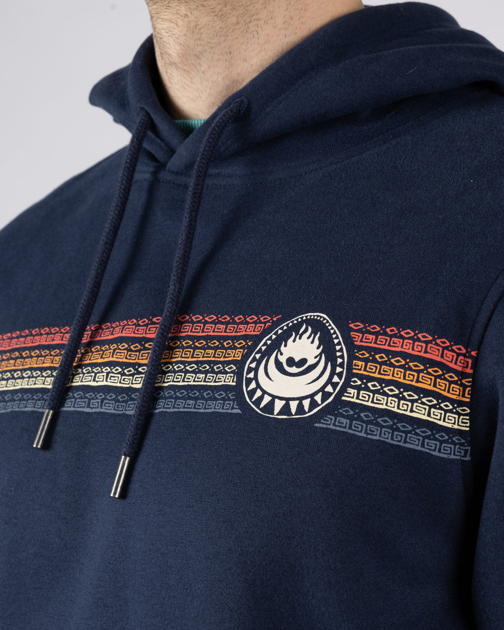 Tribal Stripe Mens Pop Hoodie in Blue