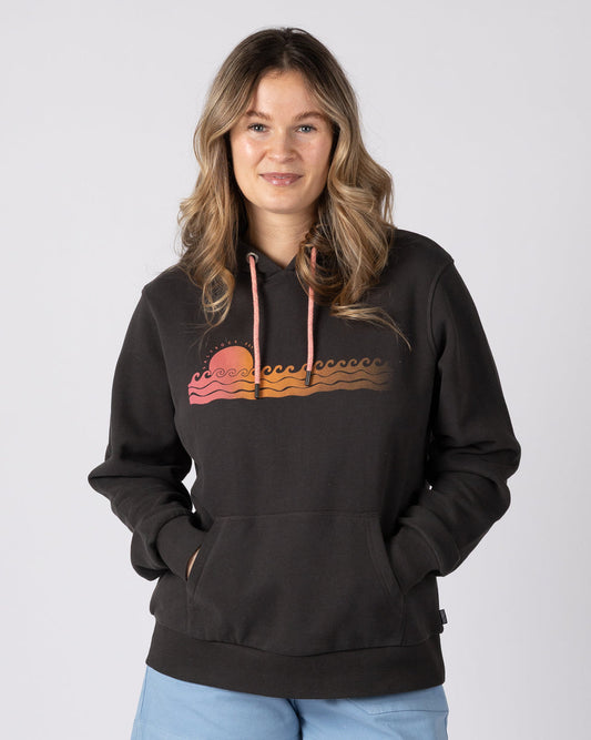 Golden Hour Womens Pop Hoodie in Dak Grey