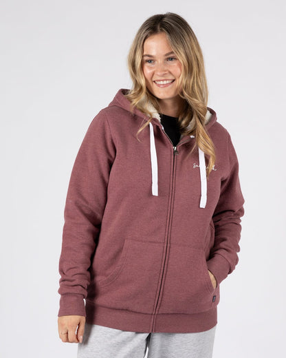 Saltrock Velator - Borg Lined Hoodie in Burgundy