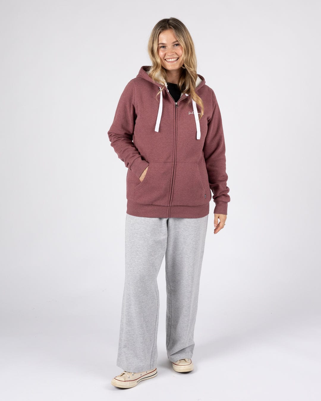 Saltrock Velator - Borg Lined Hoodie in Burgundy