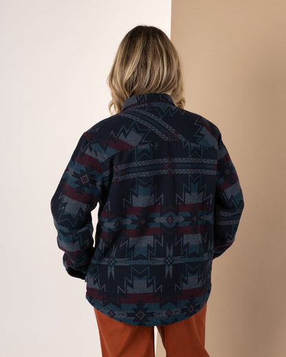 Stella Aztec - Womens Shacket - Blue