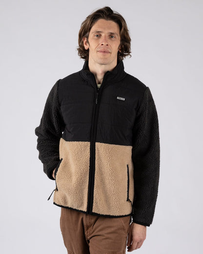 Rafe Mens Zip Fleece in Black/Beige