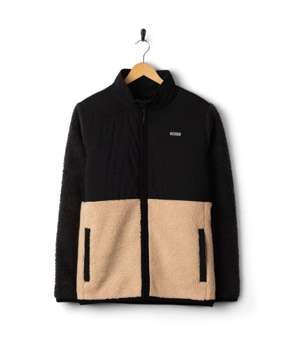 Rafe Mens Zip Fleece in Black/Beige