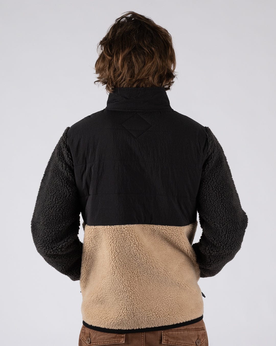 Rafe Mens Zip Fleece in Black/Beige